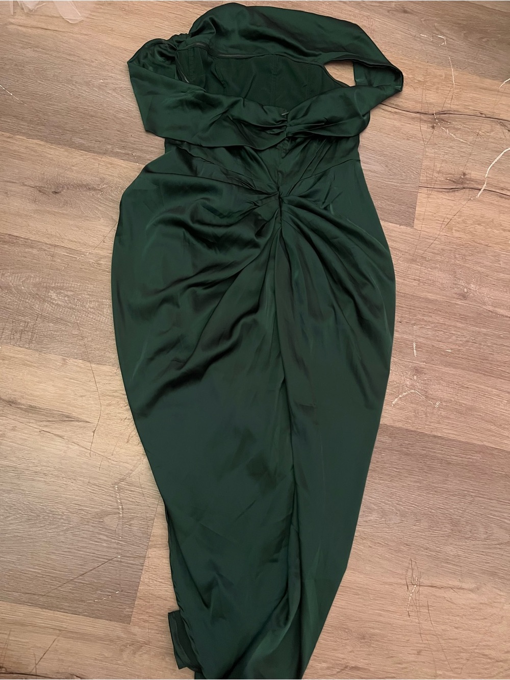SHEIN One-Shoulder Satin Cocktail Dress in Deep Green